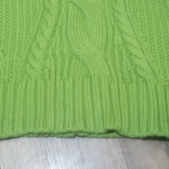 Land's End Green Chunky Knit Turtleneck Sweater Size LP 14-16 - Picture 5 of 10